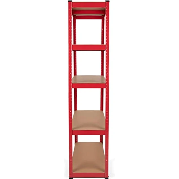 Stagecaptain 4X Set Heavyrack Lagerregal - 5 variabel montierbare Böden - Pulverbeschichtetes Metall - auch als Werkbank umbaubar - Tragkraft pro Boden: 175 kg - Tragkraft gesamt 875 kg - Rot – Bild 5