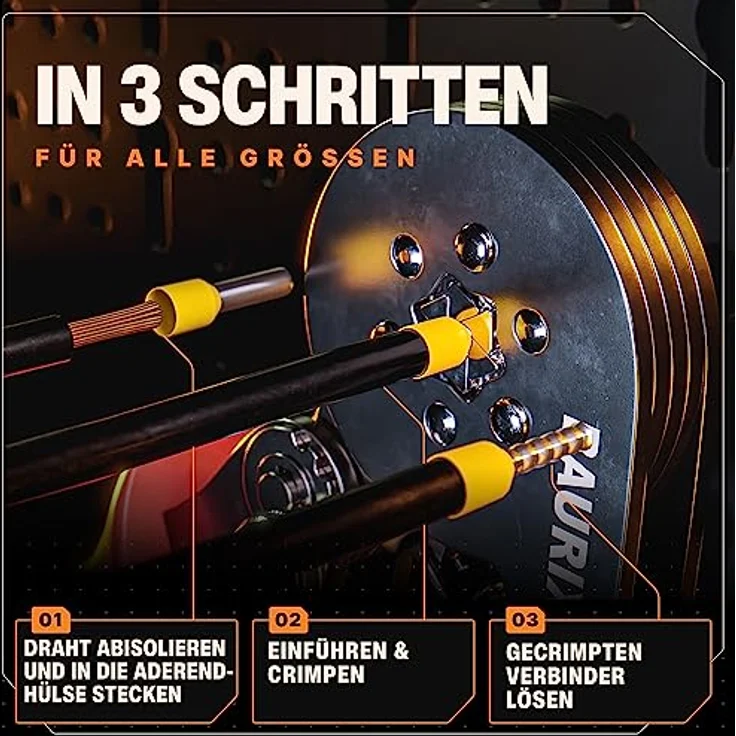 BAURIX® Sechskant Crimpzange mit 2000 Aderendhülsen Set I Aderendhülsenzange selbsteinstellend [Für 0,25-6mm²] I Krimpzange, Crimpzangen, Crimp Zange, Presszange – Bild 3