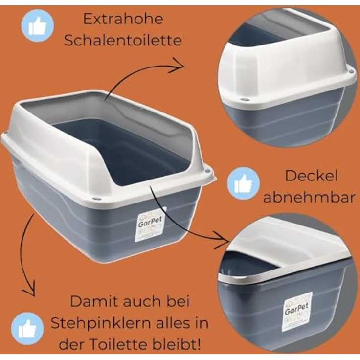 2X Katzenklo Hoher Rand Extra hohe Katzentoilette offen Katzenklo mit hohem Rand groß ohne Deckel Doppelpack Sparpaket – Bild 3