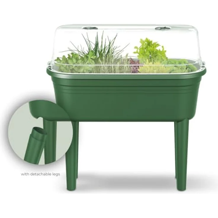 Elho Hochbeet Florus Anzuchttisch Set 78 x 37 x 26 cm grün, inklusive Anzuchthaube und UV-Schutz – Bild 3