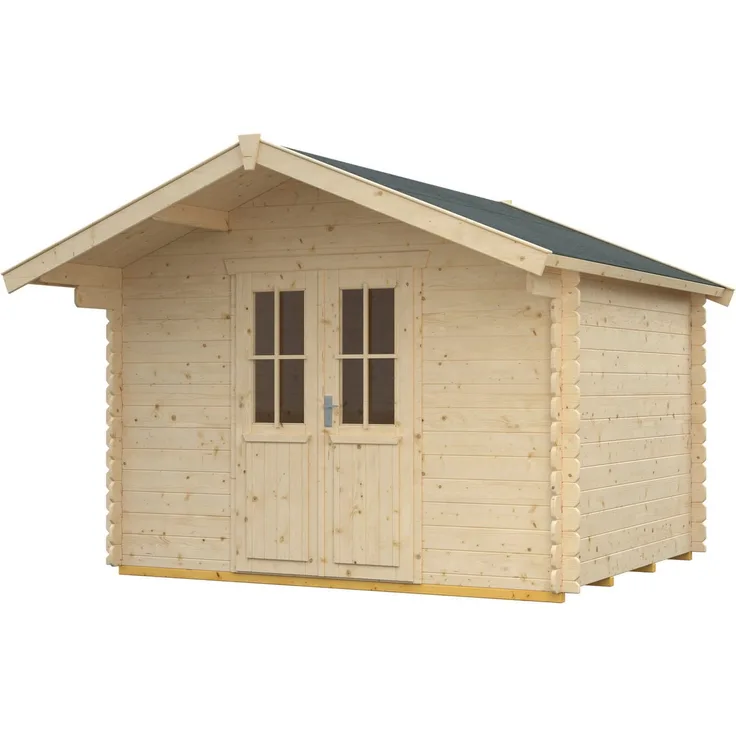 Skanholz Gartenhaus Faro 3, BxT: 340x400 cm, Blockbohlenhaus aus hochwertigem nordischem Fichtenholz, unbehandelt