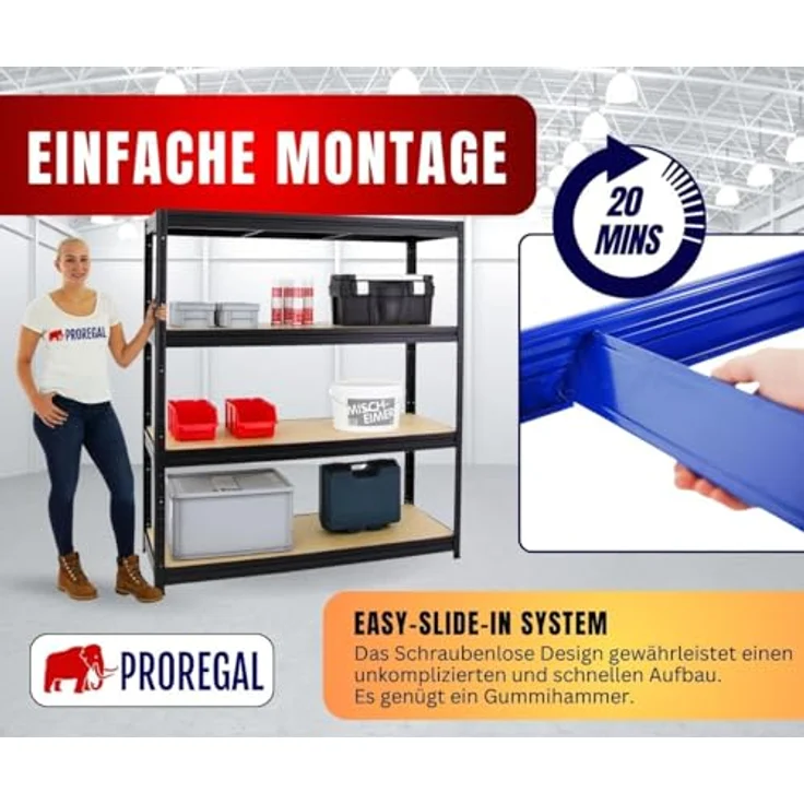 PROREGAL® Schwerlastregal Mammut, Gesamttraglast bis zu 2400kg, pulverbeschichtet – Bild 5
