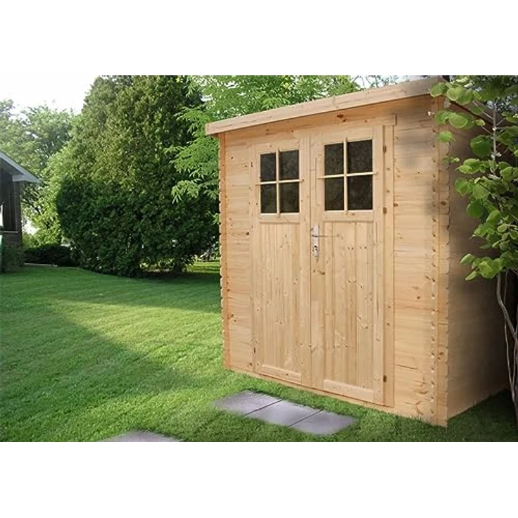 TIMBELA M311F Holzhaus Gartenhaus mit hochwertige abschließbare Tür - Gartenschuppen Holz B204xL142xH200 cm/ 2,22 m2 Lagerschuppen für Garten - Fahrrad Schuppen - Wasserfestes Dach – Bild 2