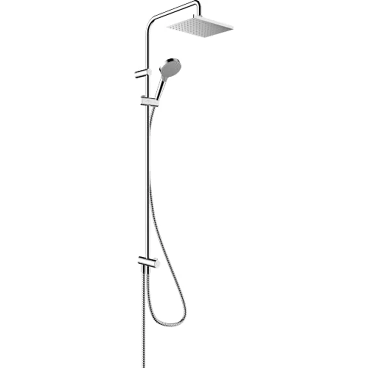 hansgrohe Vernis Shape Duschsystem 230, Duschsystem mit 1 Strahlart und chromfarbener Oberfläche, komfortable Handbrause und verstellbare Kopfbrause – Bild 1