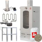 ITA Räucherofen 7012, Smoker Set mit Rauchgenerator, Heizelement, Tisch, 3 Etagen, legiertem Stahl, Sichtfenster & Kaminabzug