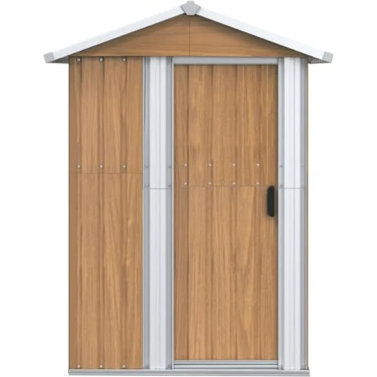 vidaXL Geräteschuppen Braun 126x97,5x177 cm Verzinkter Stahl – Bild 3