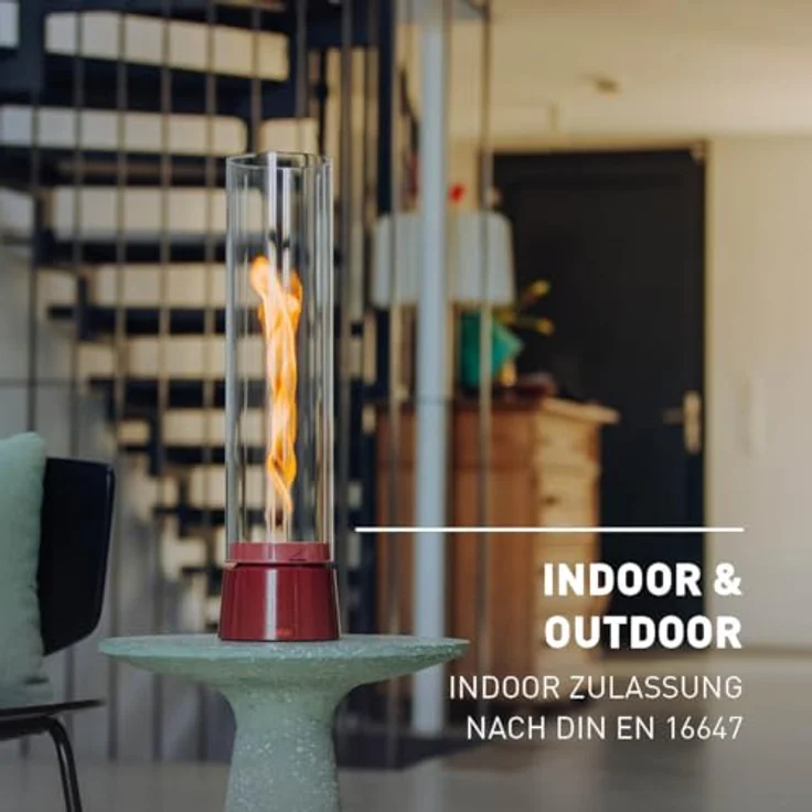 höfats Spin air 1200 Rot, Tischfeuer für Indoor & Outdoor mit Bioethanol-Brenner, emaillierter Gussfuß und langer Brenndauer – Bild 3