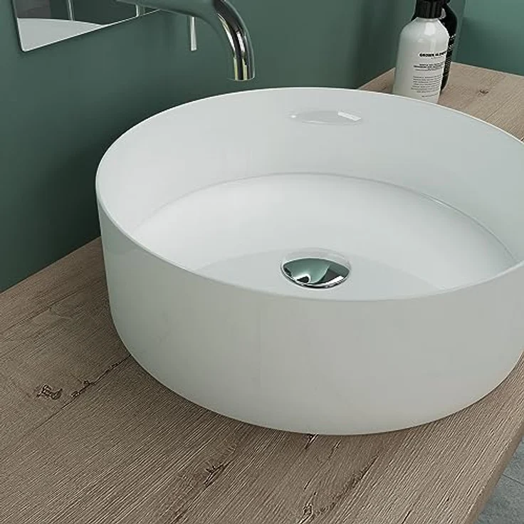 Mai & Mai Aufsatzwaschbecken BTH: 31x31x11cm Waschschale Rund Waschbecken aus Keramik Weiß mit Nano-Beschichtung Brüssel203 – Bild 5