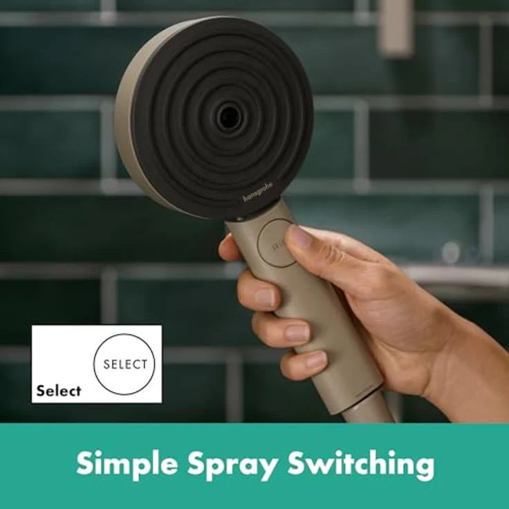hansgrohe Pulsify Planet Edition Handbrause 105, 3 Strahlarten, EcoSmart+, Farbe Sand (recycelt) – Bild 6