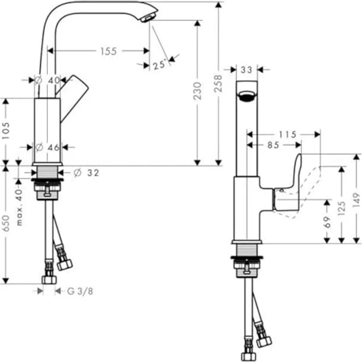 hansgrohe Metris 230 Spültischarmatur, chrom, mit Schwenkauslauf, ComfortZone 230, 5 l/min Durchflussmenge, für Durchlauferhitzer geeignet – Bild 2