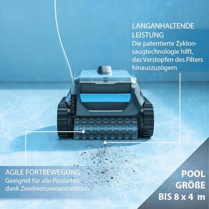 Zodiac Poolroboter SWY 3500 SWEEPY, leistungsstarkes Filtersystem mit 3 Litern Korbvolumen und 14 m Anschlusskabel – Bild 2