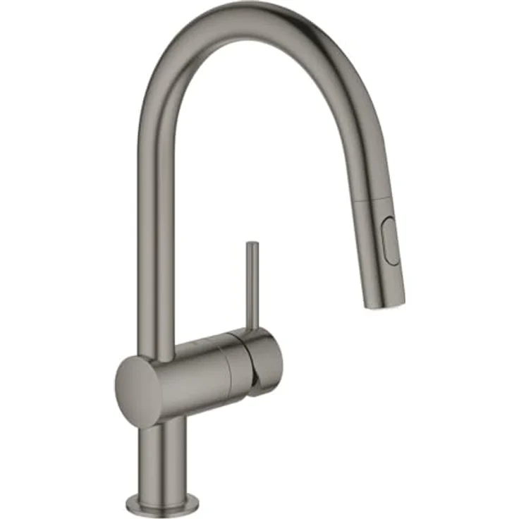 Grohe Küchenarmatur Minta, C-Auslauf, herausziehbare Brause mit Laminarstrahl, 360° schwenkbar, Hochdruck – Bild 1
