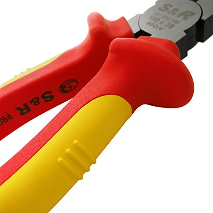 S&R VDE-Kombizange 180 mm, Universalzange 1000V, 60CrV Stahl HRC 58-65, phosphatiert, isolierte 2-Komponenten-Griffe, VDE-geprüft – Bild 3