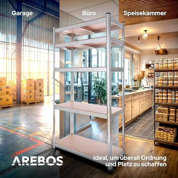 2x Schwerlastregal 180x90x40cm 875kg zertifiziert - verzinkt - Arebos – Bild 6