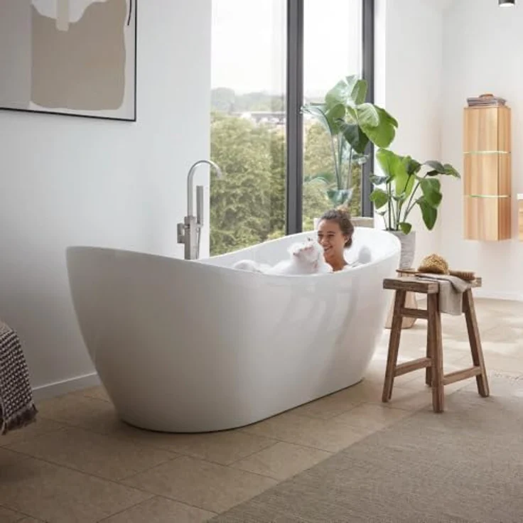 HOME DELUXE Badewanne OVALO PLUS 180 x 90 x 72 cm, freistehend mit Whirlpoolfunktion und Farblichttherapie – Bild 3