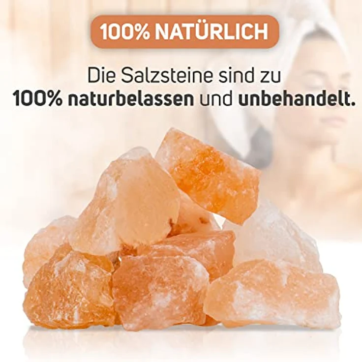 Salzleckstein.shop 2 kg Bergkristall Salz Salzkristall Salzbrocken Saunazubehör Sauna Saunasalz aus Pakistan, 100% NATÜRLICH, 30-60 mm Körnung, rötliche Färbung – Bild 5