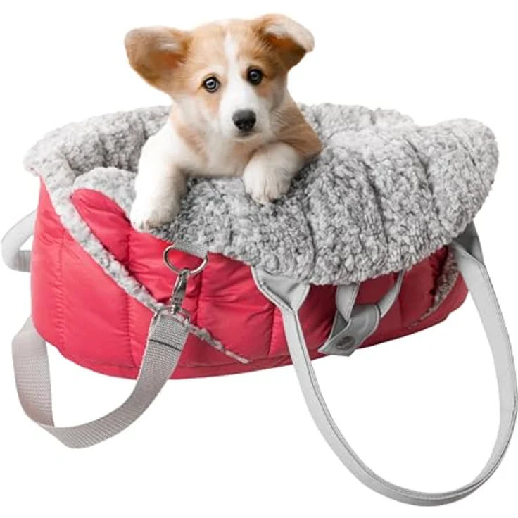 DOGGY Hundetasche, Tragetuch, Tragetasche, Transportbox, Höhenverstellbar, Reise, 38x24x28 cm, Himbeer – Bild 2