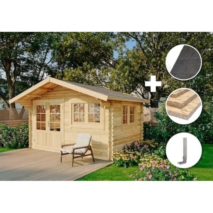 Alpholz Gartenhaus Holz Set Gabriel 400 x 300 cm, imprägniert (Pinie), inkl. Fußboden & Dacheindeckung, 10,5 m² Grundfläche – Bild 2