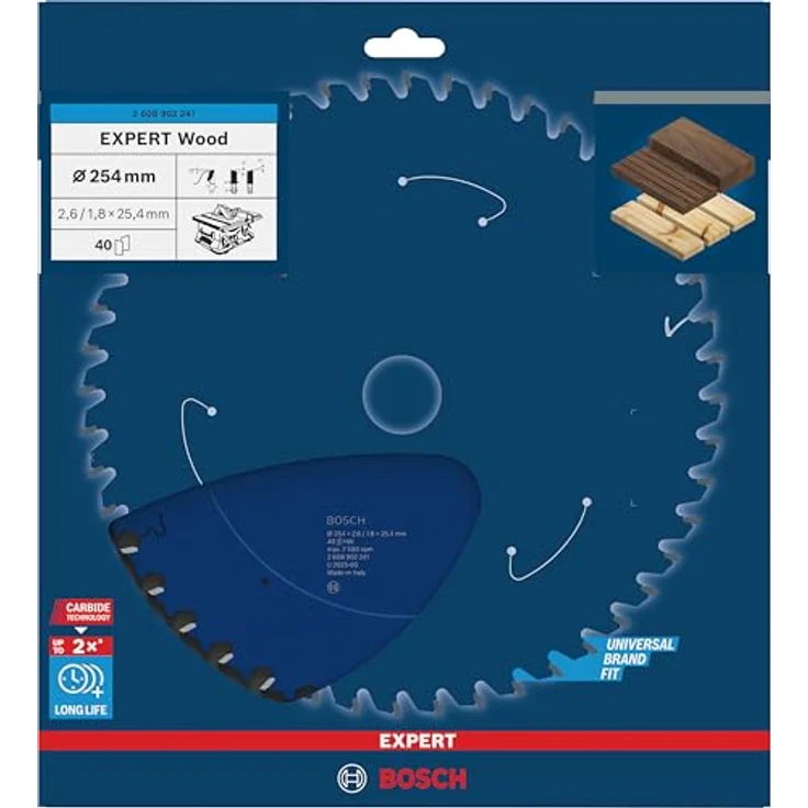 Bosch EXPERT Wood Kreissägeblatt, 254 mm, robuster Schnitt für Weichholz und Hartholz, Professional Zubehör für kabelgebundene Tischkreissägen – Bild 2