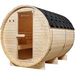 Artsauna Fasssauna Spitzbergen 220, 6 Personen, Fichtenholz, 8 kW Elektro-Ofen, Komplett-Set, Naturfarben