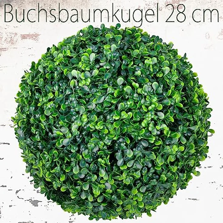Decovego Deko Buchsbaum 28 cm Künstlich Buchsbaumkugel Kugel Kunstpflanze - Echte Optik, Hochwertiges Material, Für Innen- und Außenbereich geeignet – Bild 2