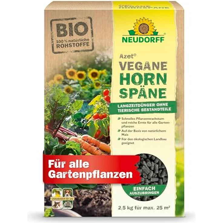 Neudorff Azet Vegane Hornspäne, 100% natürlicher Stickstoff-Langzeitdünger für alle Pflanzen, 2 kg - für schnelles Wachstum und reiche Ernte – Bild 1
