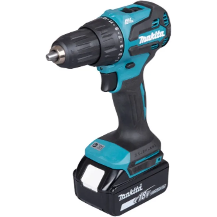 Makita DHP490RFX3, Akku-Schlagbohrschrauber mit bürstenlosem Motor, 20 Drehmomentstufen, Holzbohrleistung bis 38 mm, Stahlbohrleistung bis 13 mm, nur 1,4 kg