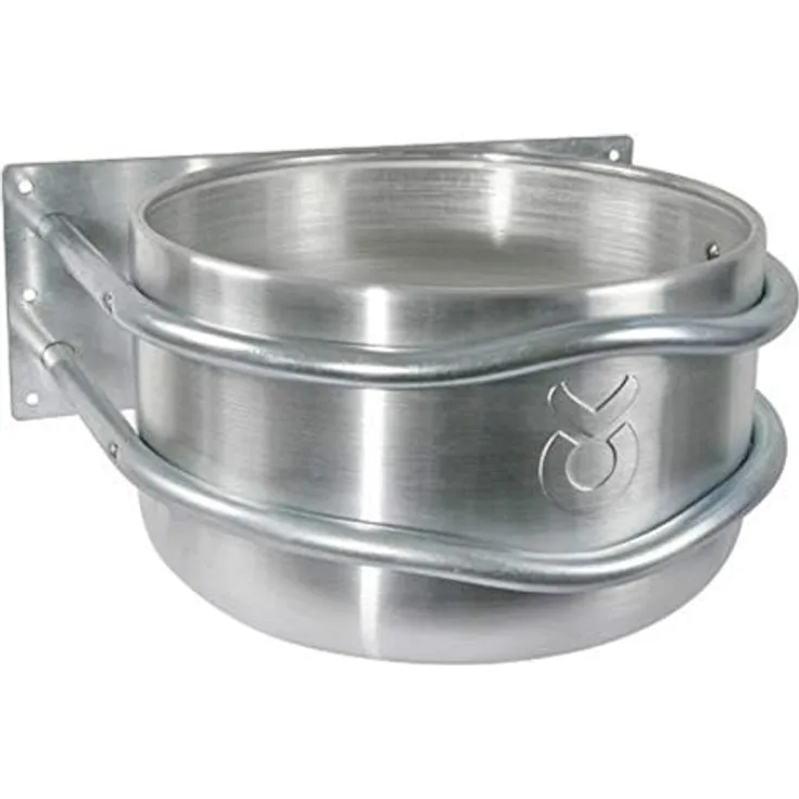 Kerbl Aluminium-Futtertrog gerade Montage (18 l), Futternapf, leichtes Aluminium, 18 Liter Fassungsvermögen, Ø 35 cm, nichtrostend, silber