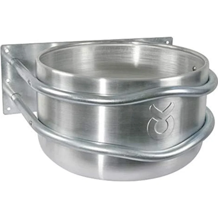 Kerbl Aluminium-Futtertrog gerade Montage (18 l), Futternapf, leichtes Aluminium, 18 Liter Fassungsvermögen, Ø 35 cm, nichtrostend, silber