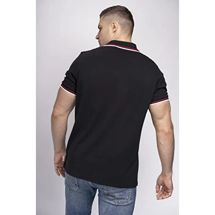 Lonsdale Poloshirt Lion, Arbeitsshirt mit farblich abgesetzten Stickereien und gestreiften Bündchen – Bild 9