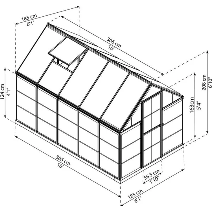 Palram Gewächshaus Hybrid 6x10 grau – Bild 6