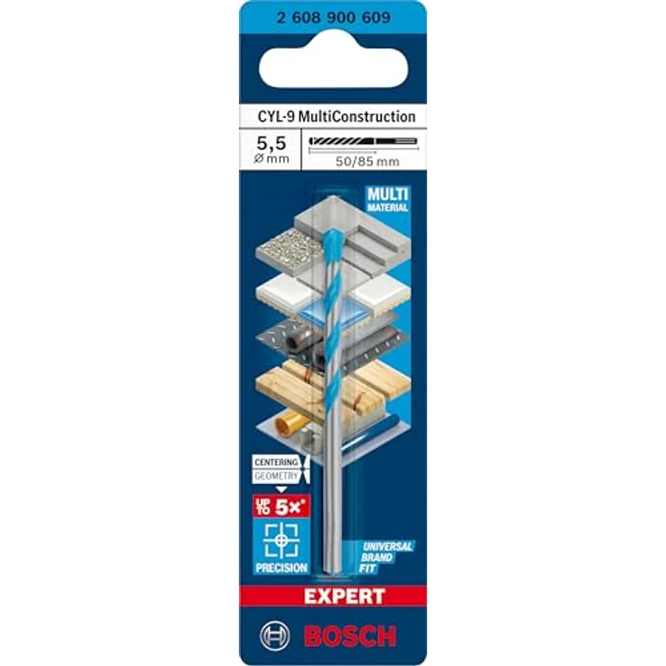 BOSCH Expert CYL-9 MultiConstruction Bohrer, 5.5 x 50 x 85 mm, d 4.5 mm, präzise Bohrungen in Kacheln, Granit, Beton, Holz und Metall – Bild 2