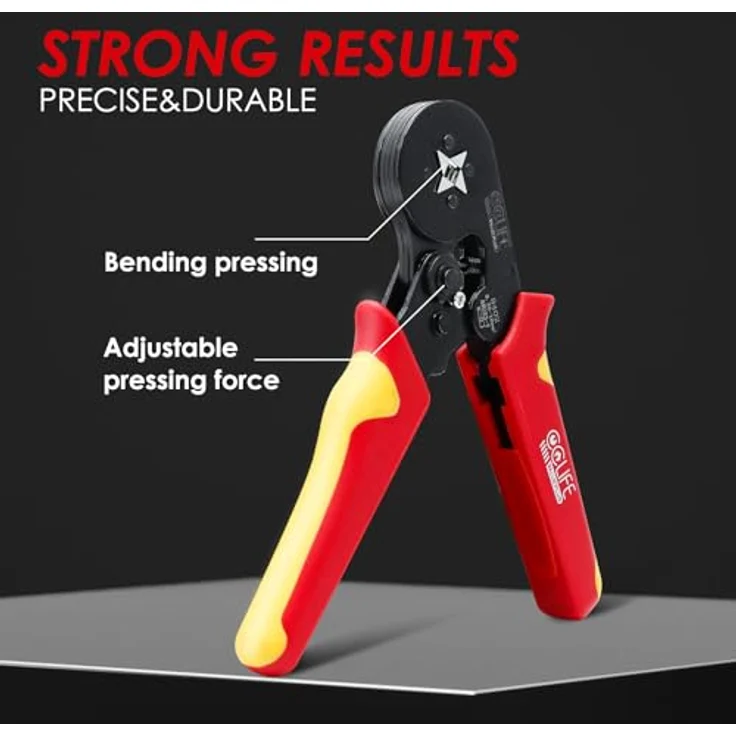 CCLIFE Crimpzangen Aderendhülsen Set, Crimper für isolierte und nicht isolierte Kabelschuhe 0,25-10 mm² (AWG 23-7) mit 1200 Aderendhülsen und Klemmenbox – Bild 2