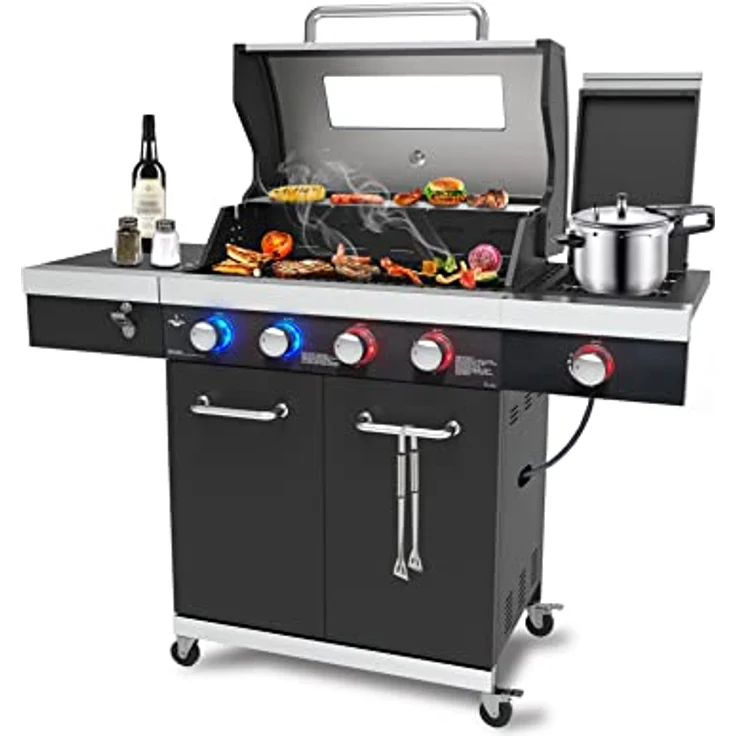 Gasgrill "KINGSTON" von El Fuego® | 4 + 1 Brenner | Infrarotbrenner | 2 Brenner + 2 Hochleistungsbrenner | LED-Beleuchtung | mit Sichtfenster | Brenner aus Edelstahl | inkl. Abdeckhaube | AY 505 – Bild 1