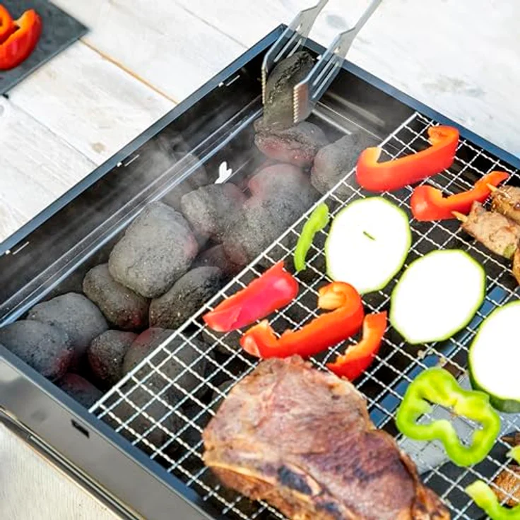 Klappbarer tragbarer Grill für die Verwendung mit Holzkohle BearBQ InnovaGoods – Bild 5