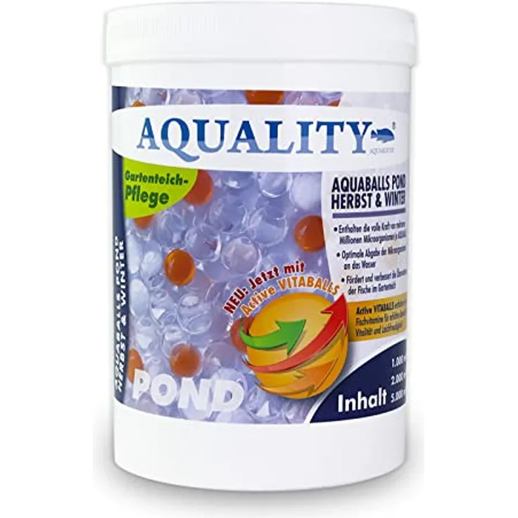 AQUALITY AQUABALLS Herbst & Winter für den Gartenteich (Lebensnotwendigen Mikroorganismen - Optimale Abgabe bis zu 4 Wochen - Perfekt überwintern), Inhalt:1 Liter