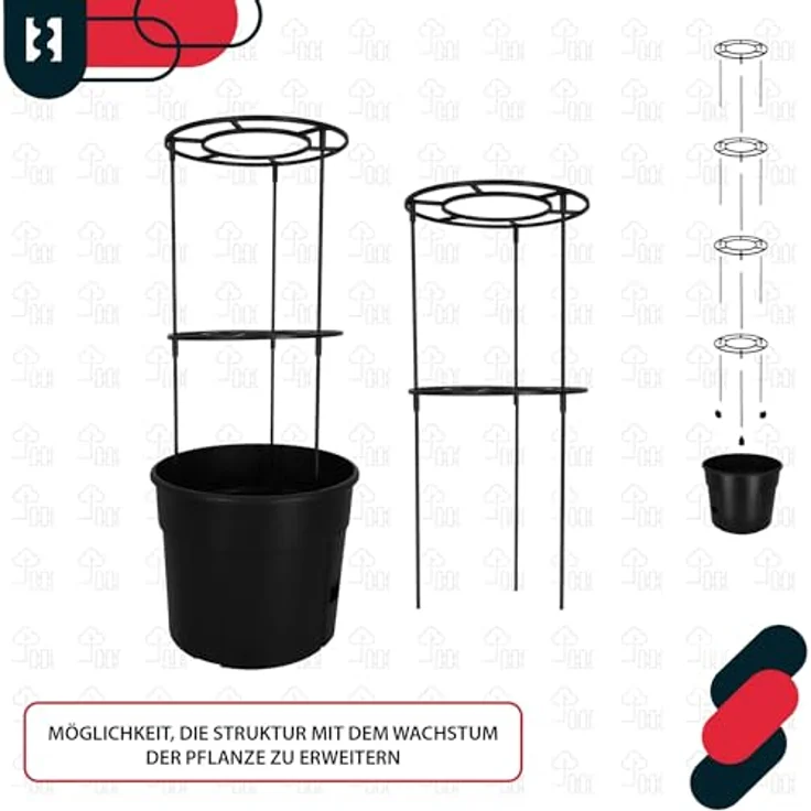 KOTARBAU® Tomatenturm 153 cm, Tomatentopf mit anpassbaren Rankhilfen, 28 L Fassungsvermögen, Schwarz Kunststoff, für Tomaten und Gemüse – Bild 5