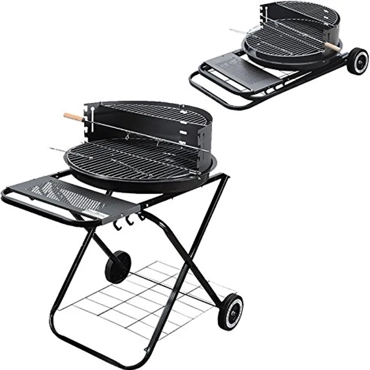 4U-Onlinehandel Grillwagen Ø52x85,5cm Klappgrill Rundgrill Holzkohlegrill Standgrill Kohlegrill Gartengrill BBQ