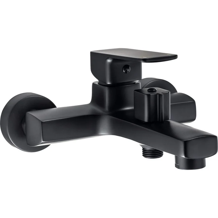 TRIZERATOP TRIZERATOP Wannenarmatur Einhebel-Mischer, Wandmontage, Nero-Beschichtung, mechanischer Keramik-Umschalter, strahlbelüftet