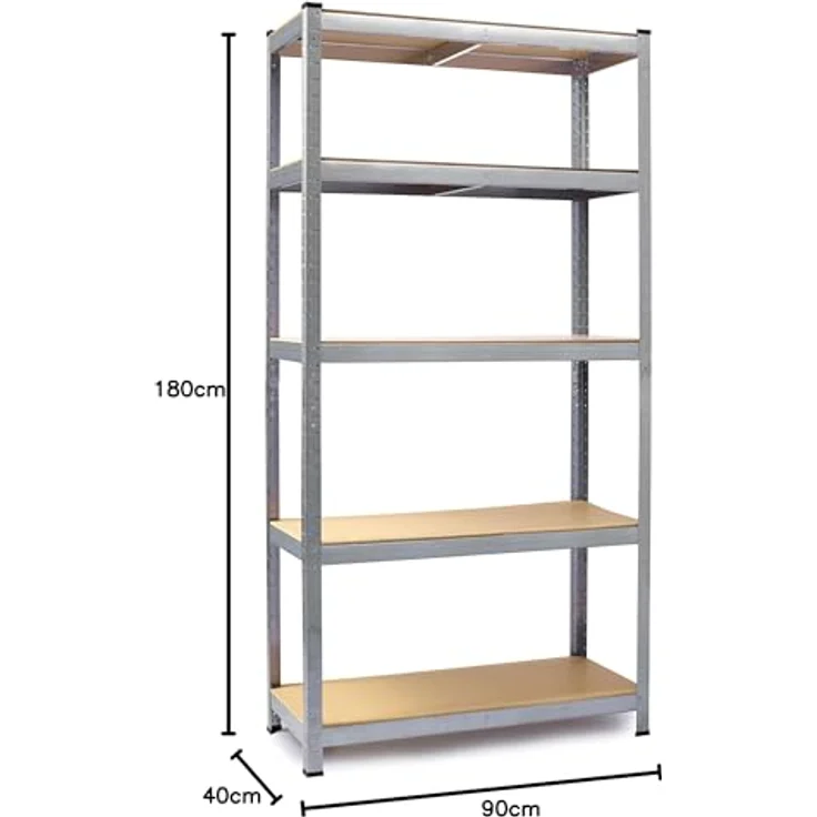 Humberg Lagerregal 2in1 180 x 90 x 40 cm mit 5 Böden Maximale Belastung 500 KG, Schwarz Galvanisiert – Bild 2