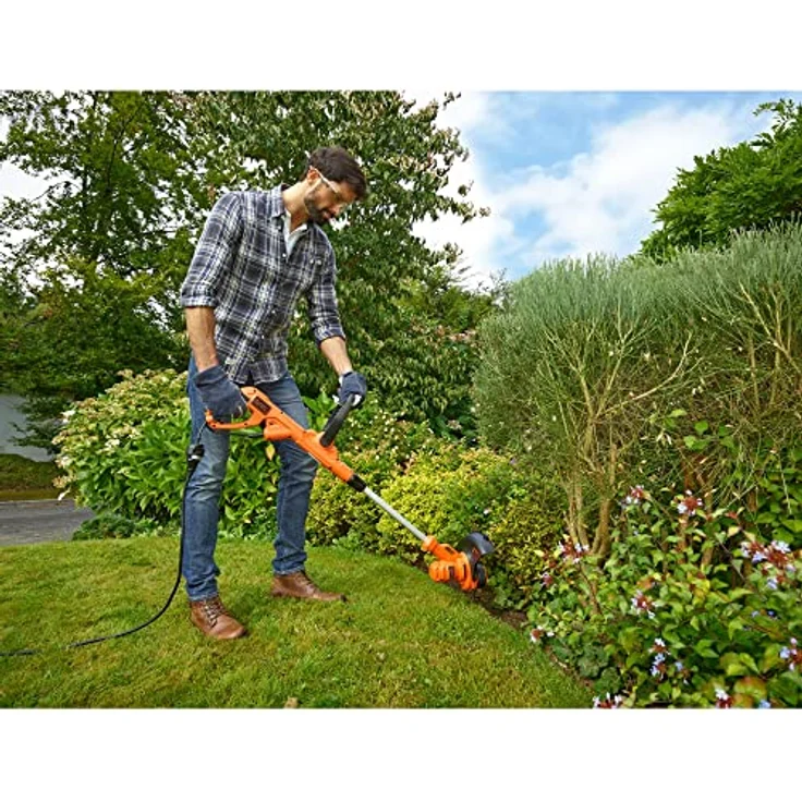 Black+Decker BESTA525 Elektro-Rasentrimmer-Rasenkantenschneider (450W, 25 cm Schnittbreite, E-Drive, AFS automatische Fadenverlängerung, werkzeuglos umstellen von Trimmen auf Kantenschneiden) – Bild 3