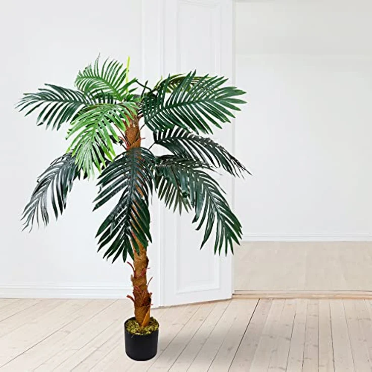 Decovego Künstliche Palme groß Kunstpalme Kunstpflanze Palme künstlich wie echt Plastikpflanze Balkon Königspalme Kokospalme Deko 140 cm hoch – Bild 5