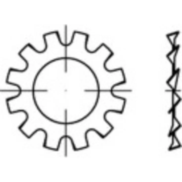 TOOLCRAFT DIN 6797 Zahnscheibe, Außengezahnt, Innen-Durchmesser 13mm, Federstahl, 100 Stück