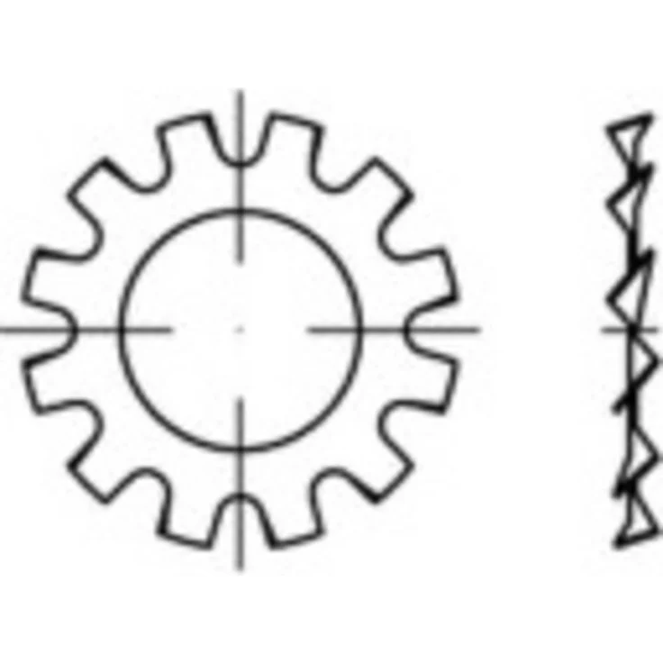 TOOLCRAFT DIN 6797 Zahnscheibe, Außengezahnt, Innen-Durchmesser 13mm, Federstahl, 100 Stück