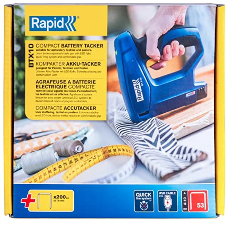 Rapid Akku-Tacker BTX10, kompakter Tacker für Feindrahtklammern 4-10 mm, akkubetrieben mit USB-Ladefunktion – Bild 7