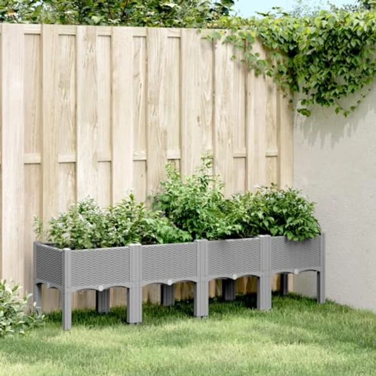vidaXL Pflanzkasten mit Beinen Hellgrau 160x40x42 cm PP – Bild 2
