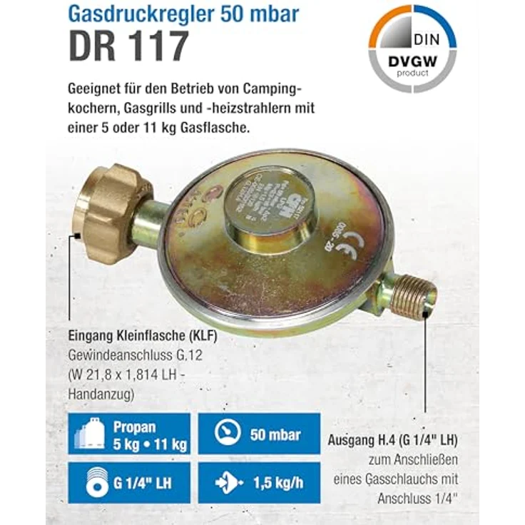 CFH Druckregler 50 mbar, 1-4 Lks DR 117, 52117 Bewässerungszubehör – Bild 2