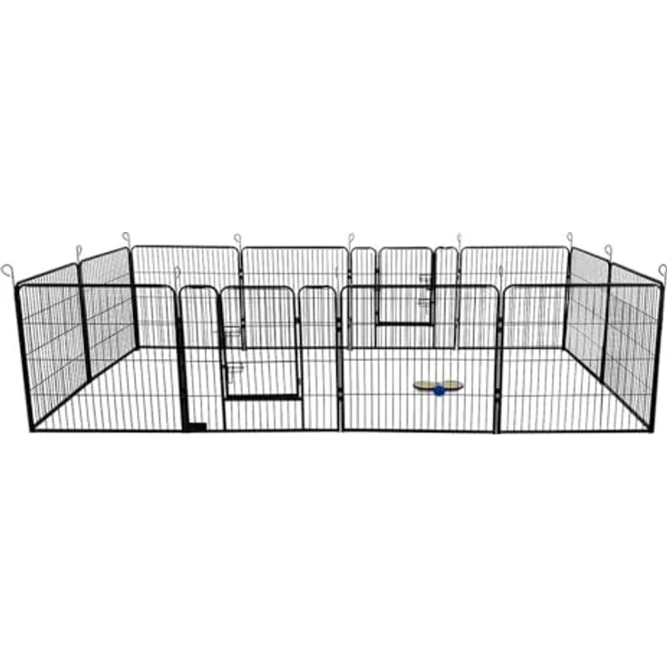 Home Deluxe Welpenauslauf BARKI, 80 x 80 cm, 12-teilig, schwarz, inkl. Türverriegelung und abgerundete Ecken, wetterfestes Design für drinnen und draußen – Bild 1