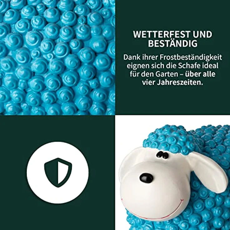 VERDOBA Mini Deko Schaf Molly, wetterfeste Gartenfigur aus Kunstharz, Pastell Blau, 21 x 12,5 x 16,5 cm – Bild 4