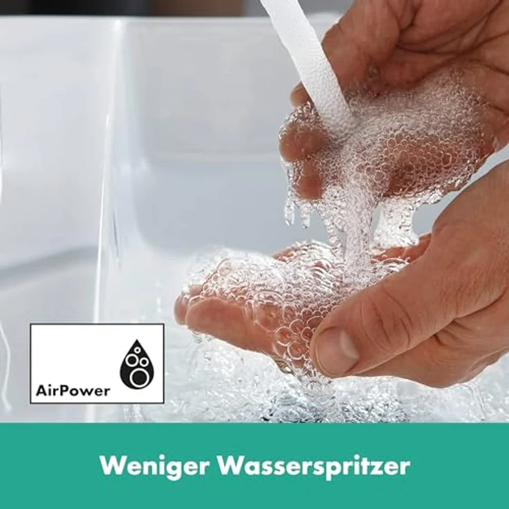 hansgrohe Vernis Shape, Badarmatur für Unterputz-2-Loch-Waschtisch, Einhebelmischer mit mattschwarzer Oberfläche, EcoSmart und AirPower Technologie – Bild 6